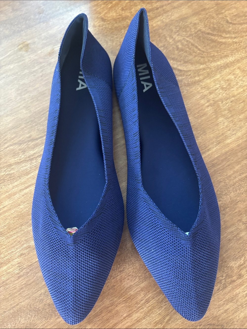MIA Women's Pointed Knit Flats in Navy Blue